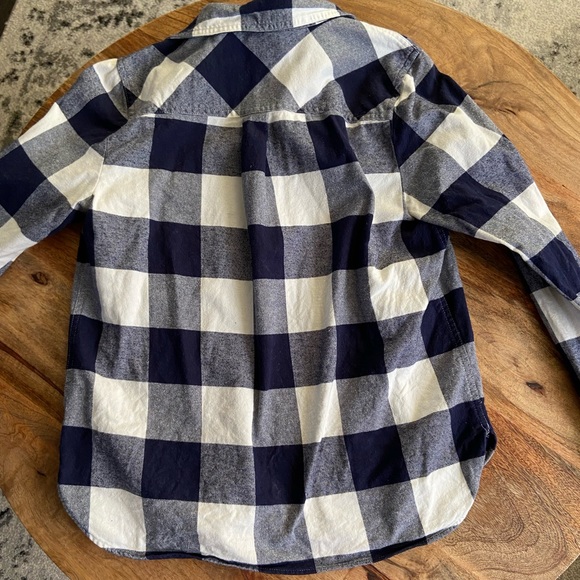 J.Crew Navy White Plaid Flannel Quarter Zip - Picture 2 of 4